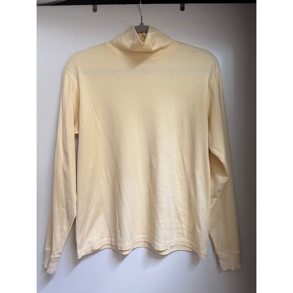 Vintage L.L. Bean Made in the USA Butter Yellow Mockneck Turtleneck Top - Picture 1 of 7
